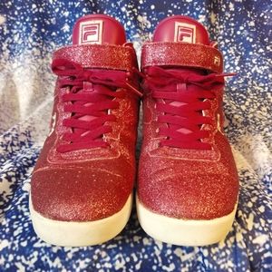 FILA Pink Glitter Hightop Sneakers